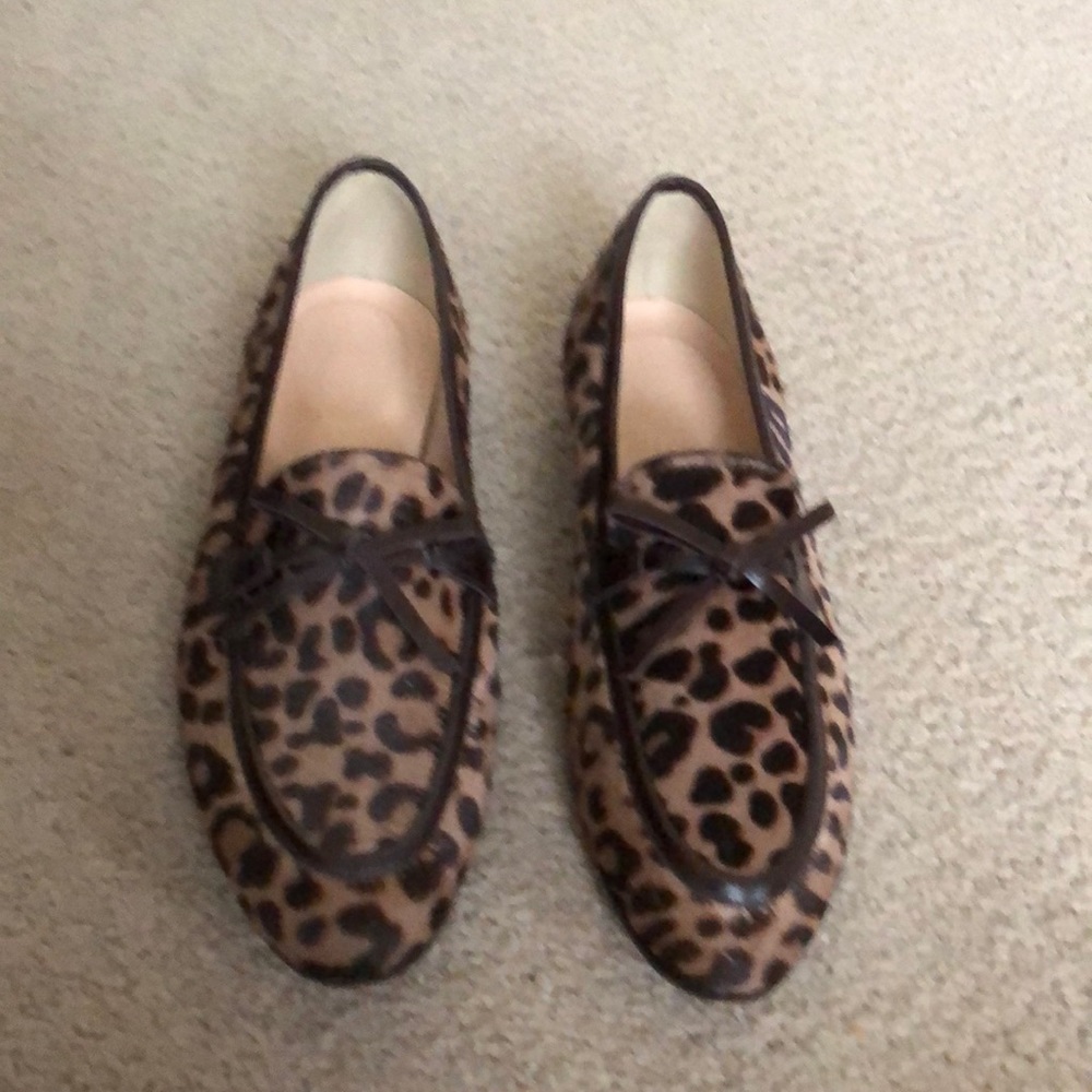 Leopard pony hair loafers